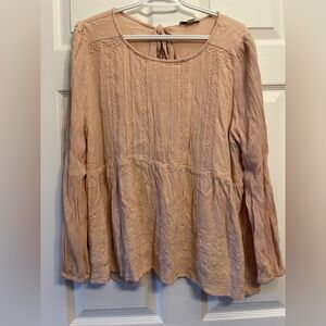American Eagle Outfitters Blush Lace Embroidered Blouse XL
